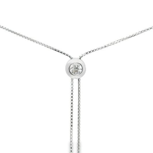 0.28CT Diamond Bezel Pendant 14K White Gold