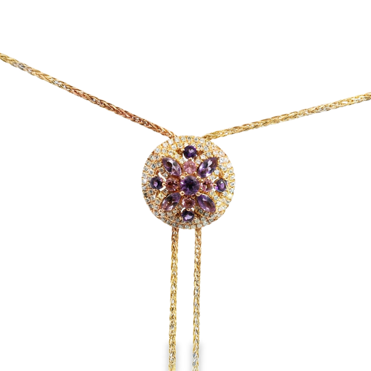 0.88CT Diamond and 0.62CT Multi Sapphire Pendant 14K Rose Gold