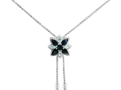 0.76CT Diamond and 1.53CT Multi Sapphire Pendant 14K White Gold