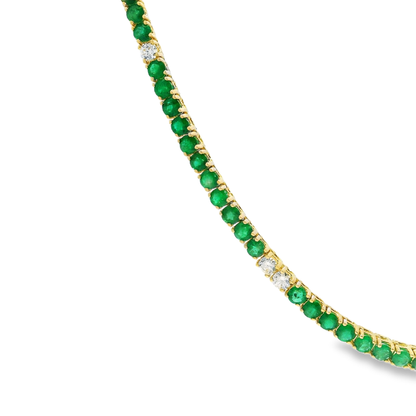 1.34CT Diamond 13.82CT Emerald Tennis Necklace 14k Yellow Gold