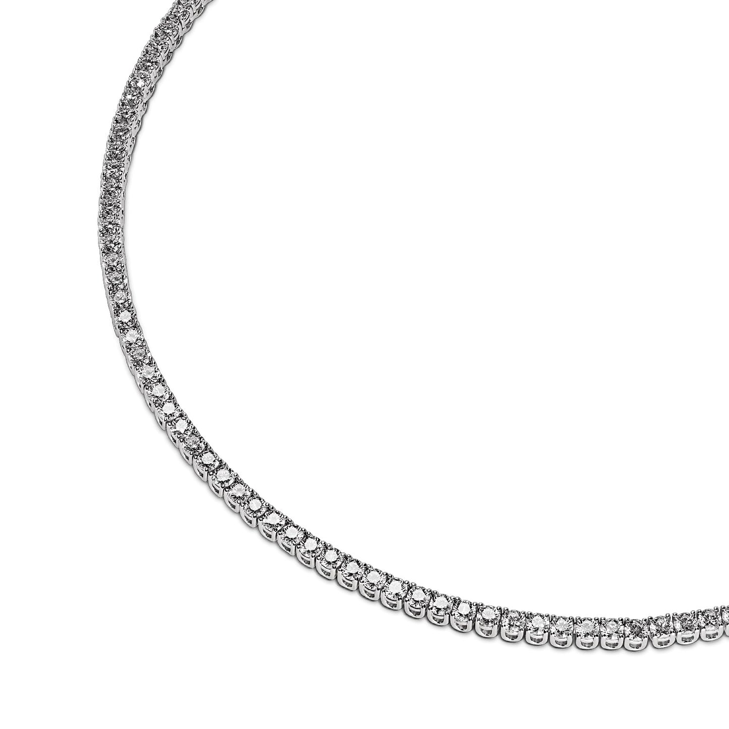 14.71CT 4 Prong Diamond Tennis Necklace 14k White Gold