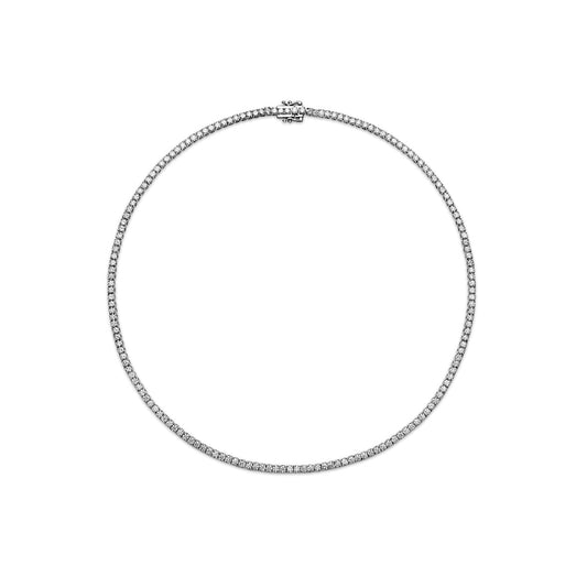 8.05CT 4 Prong Tennis Necklace 14k White Gold