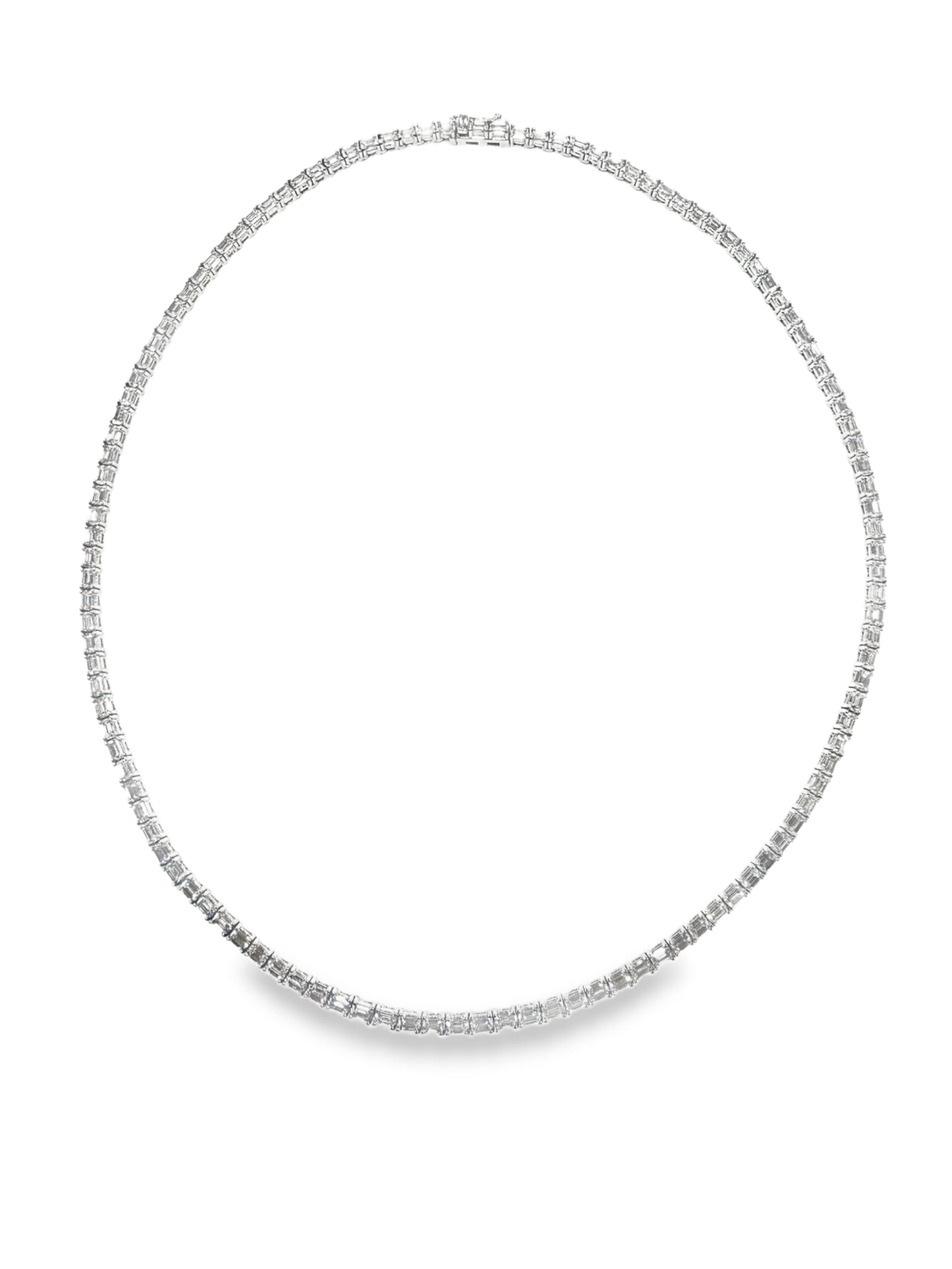10.22CT Emerald Cut Diamond Necklace 14k White Gold
