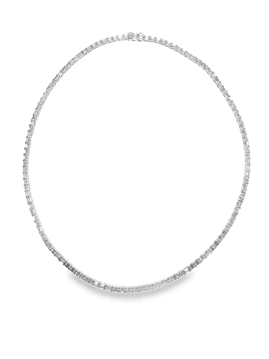 10.22CT Emerald Cut Diamond Necklace 14k White Gold