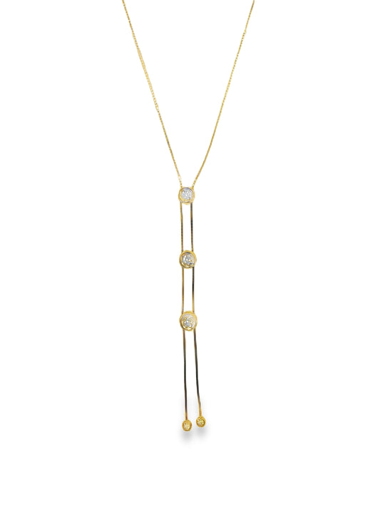 0.42CT Diamond Bezel Zip Pendant 14k Yellow Gold