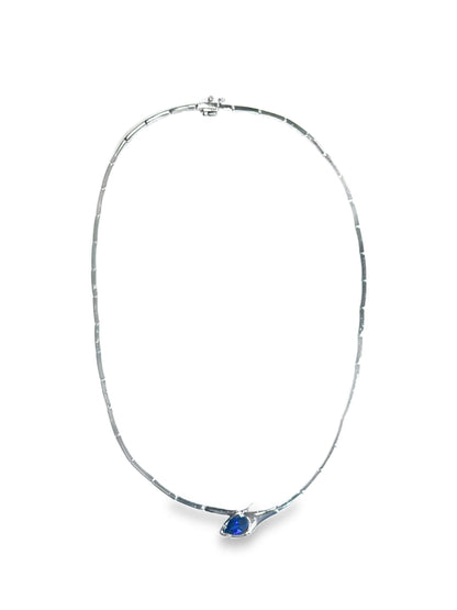 1.71CT Blue Sapphire Lab Certified Stone 14k White Gold