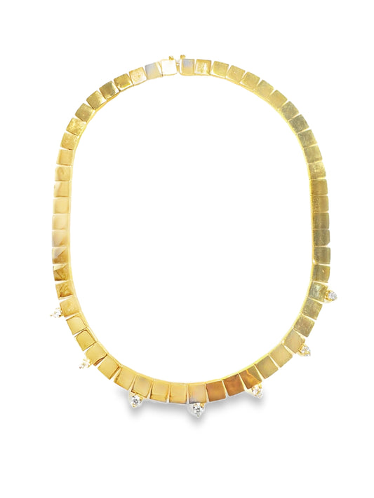 1.75CT Diamond and Plain Gold 14k Yellow Gold Necklace