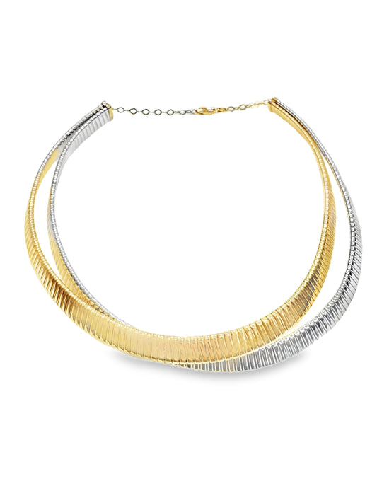 Plain Two Tone 14k Yellow Gold Necklace