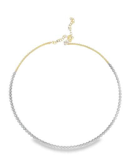 2.17ct Diamond Bezel and Plain Necklace 18k Yellow two tone Necklace