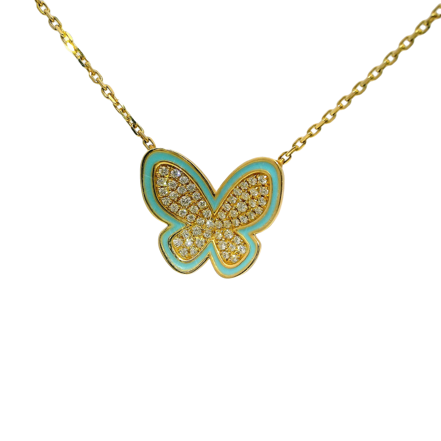 0.50 CT Studded Butterfly Pendant 14K Gold