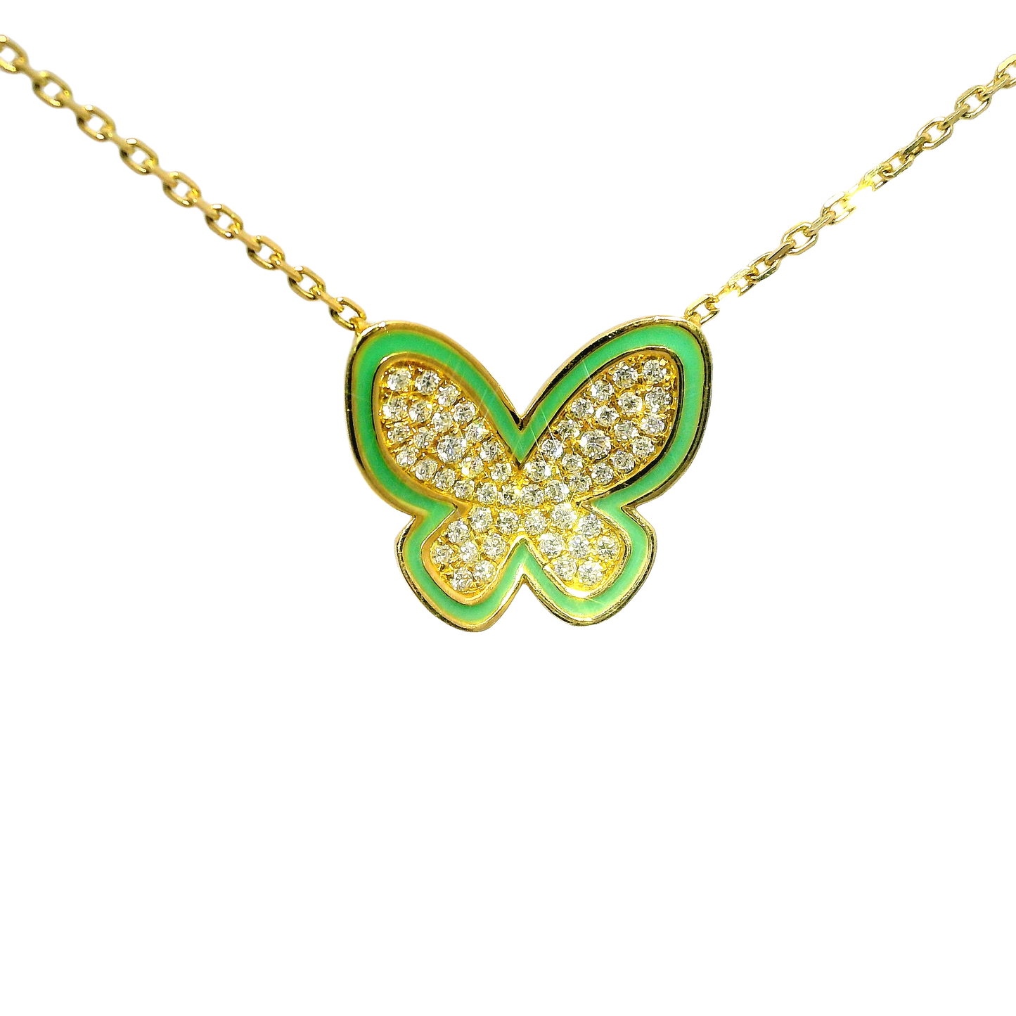 0.50 CT Studded Butterfly Pendant 14K Gold