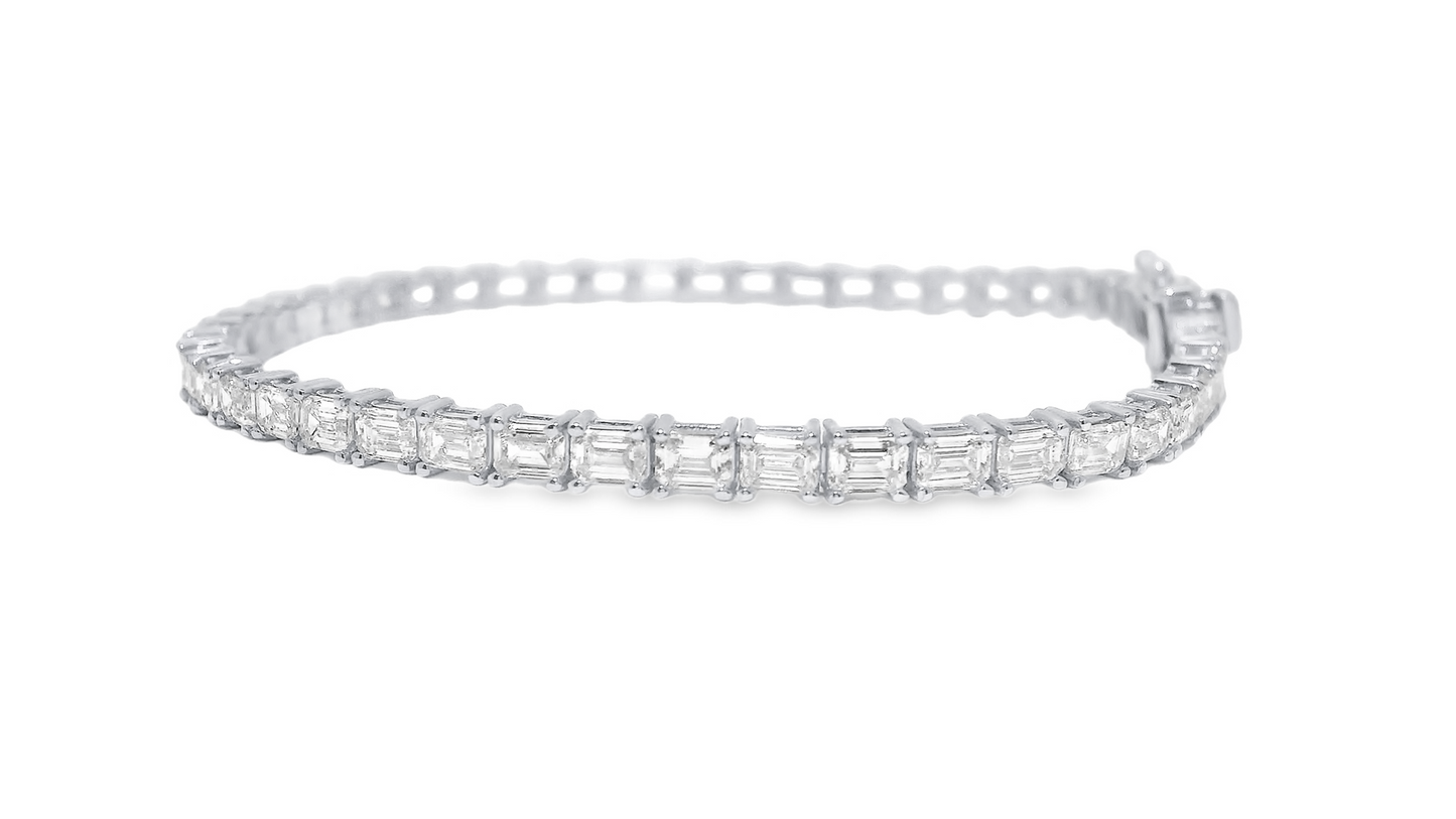 5.95CT Lab Diamond Emerald Cut Bracelet 14k Gold