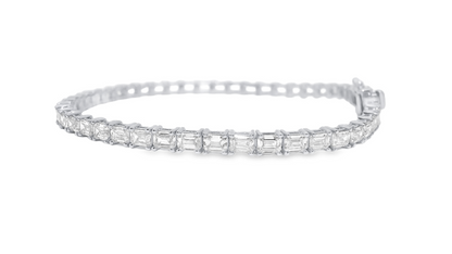 5.95CT Lab Diamond Emerald Cut Bracelet 14k Gold