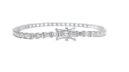 5.95CT Lab Diamond Emerald Cut Bracelet 14k Gold