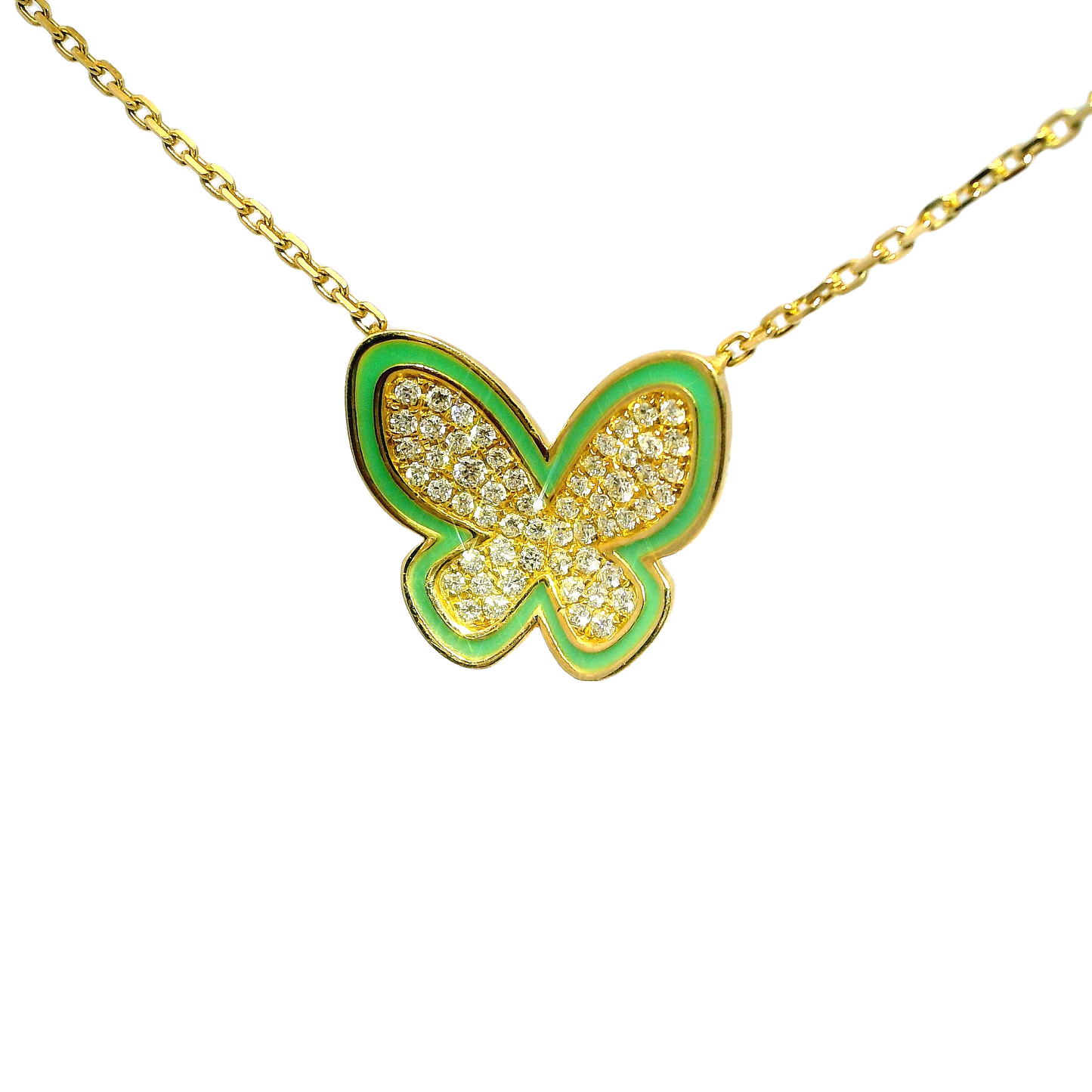 0.50 CT Studded Butterfly Pendant 14K Gold