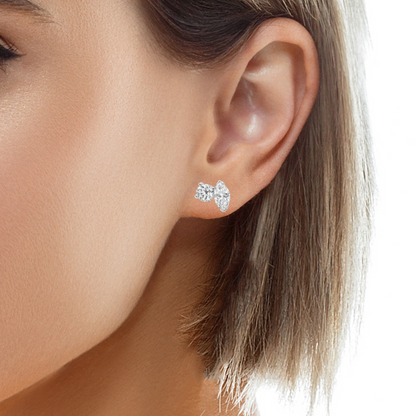 0.65CT Round 1.84CT Marquise Lab Diamond Earring 14k White Gold
