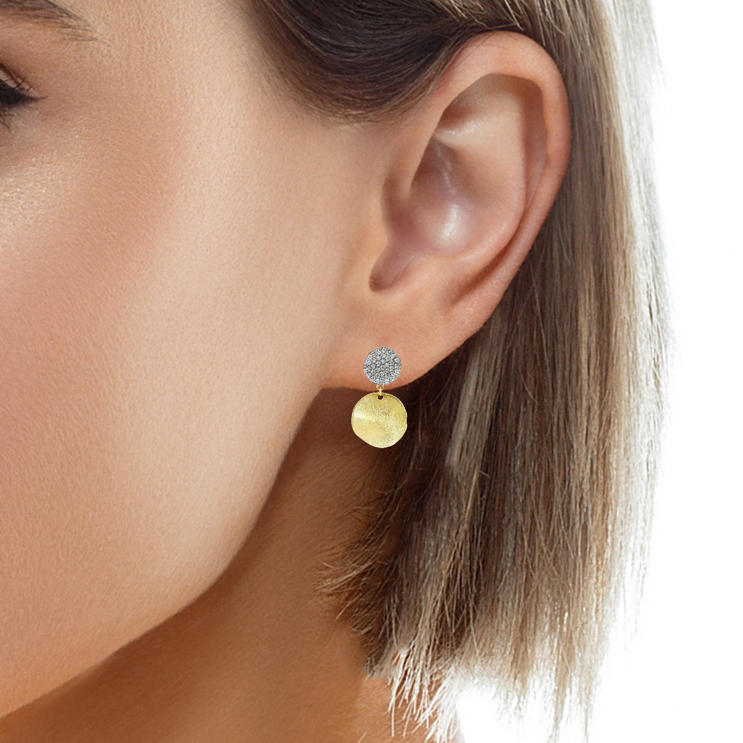 0.70CT Diamond Disc Fashion Earring 14k Yellow Gold