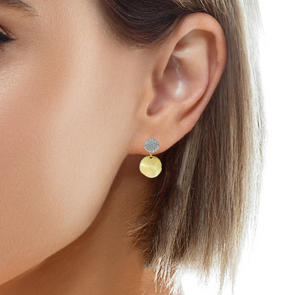 0.70CT Diamond Disc Fashion Earring 14k Yellow Gold