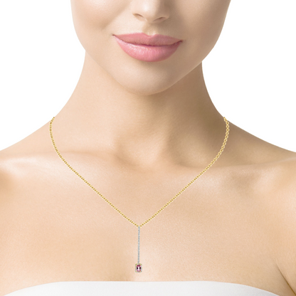 0.33CT Diamond 0.63CT Pink Sapphire Pendant 14k Yellow Gold