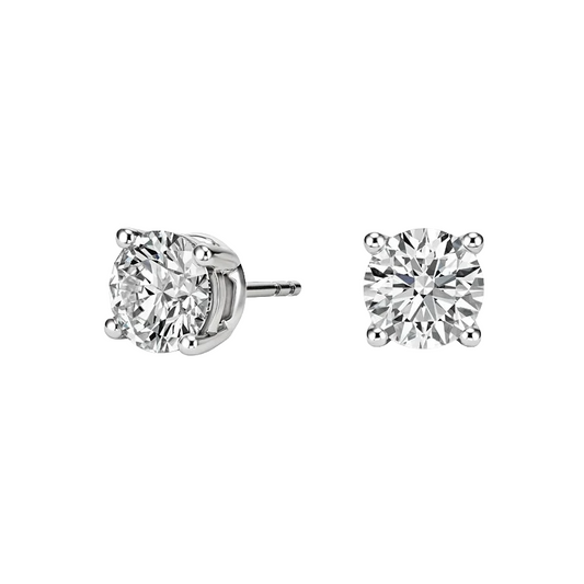 Lab Grown Diamond Stud Earrings IGI Certified 14K Gold  Round Diamond Studs