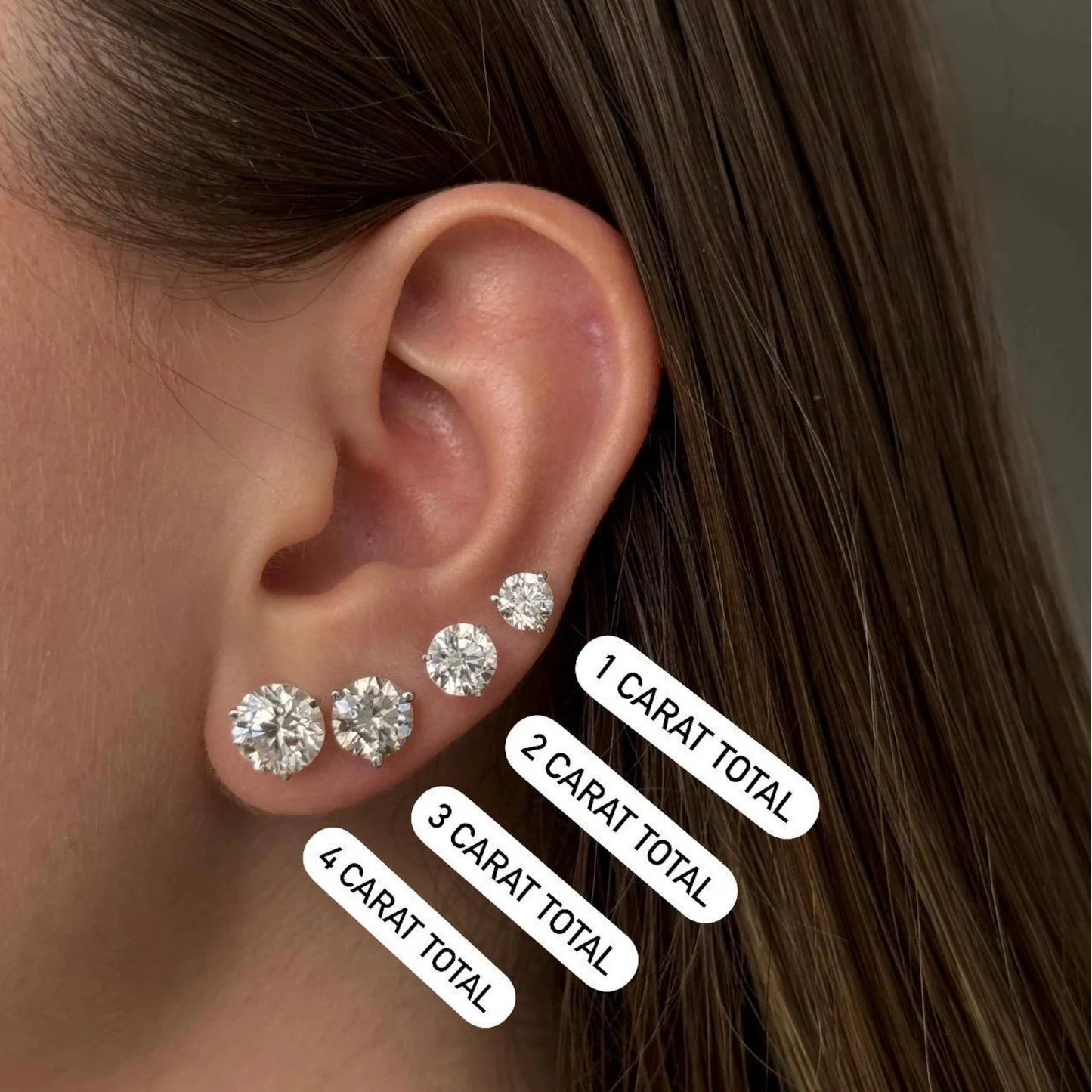 Lab Grown Diamond Stud Earrings IGI Certified 14K Gold  Round Diamond Studs