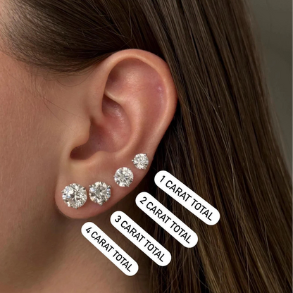 Lab Grown Diamond Stud Earrings IGI Certified 14K Gold  Round Diamond Studs