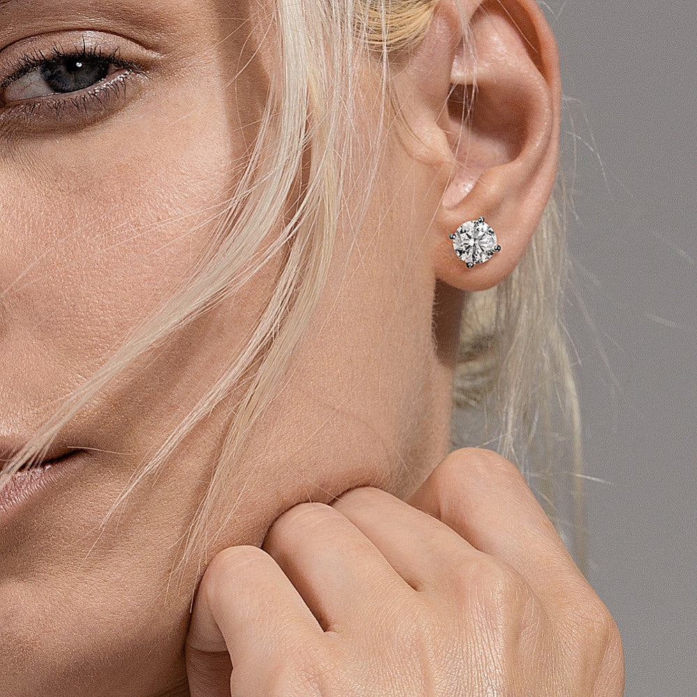 Lab Grown Diamond Stud Earrings IGI Certified 14K Gold  Round Diamond Studs
