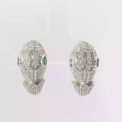 1.41CT Diamond with Emerald 18k White Gold Earring