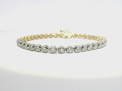 1.06CT Diamond Bracelet 14k Yellow Two tone Gold