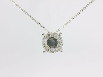 0.40CT Diamond 0.47CT Black Diamond 14k White Gold Pendant