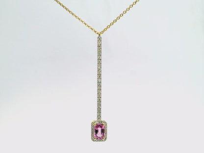 0.33CT Diamond 0.63CT Pink Sapphire Pendant 14k Yellow Gold