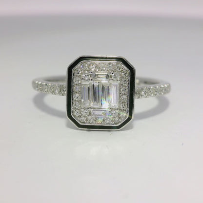 0.39CT Diamond Ring with Black Enamel 14K White Gold