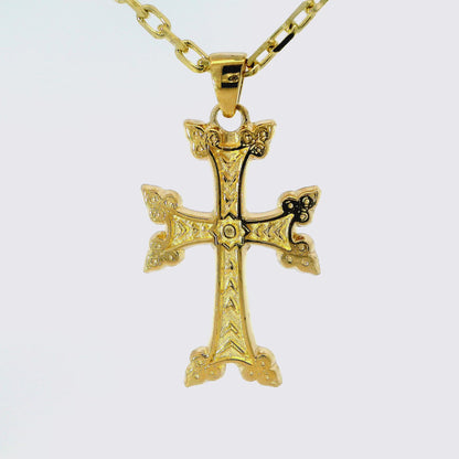 Plain Diamond Cross Pendant 14k Yellow Gold