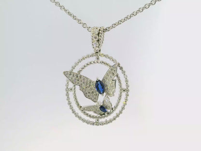 0.83CT Diamond 0.35CT Blue Sapphire 14k White Gold