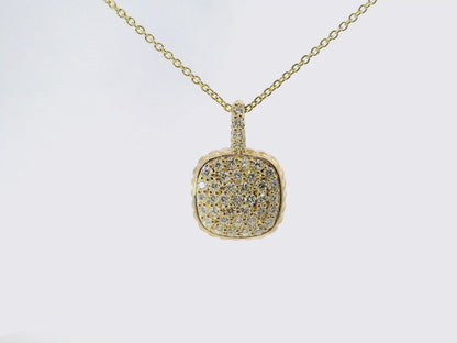 0.84CT Diamond Square Pendant 14K Yellow Gold