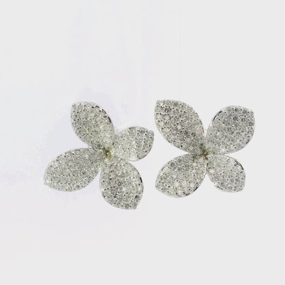 1.63CT diamond Flower Earring 14k White Gold