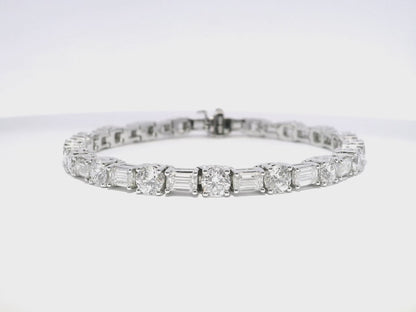 7.91CT Round 5.92CT Emerald Cut Lab Diamond Bracelet 14k White Gold