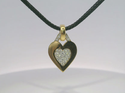 0.37CT Heart Charm Pendant 18k Yellow Gold