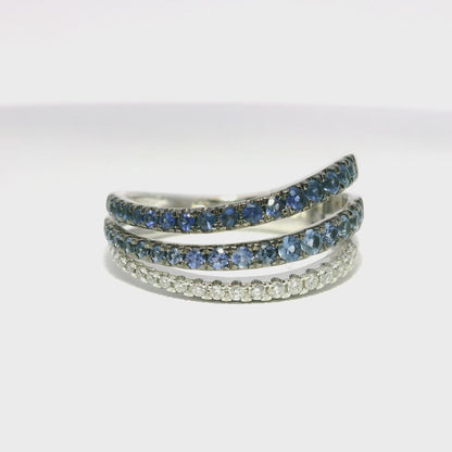 0.18CT Diamond 0.63CT Blue Sapphire Ring 14k White Gold