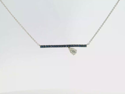 0.12CT Diamond and 0.19CT Blue Sapphire Pendant 14k White Gold