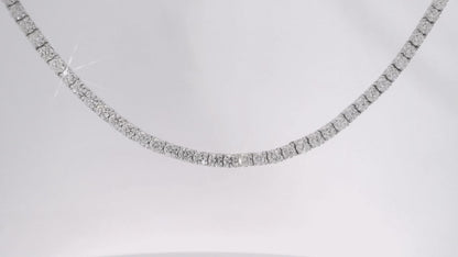 13.31CT Diamond 4 Prong Tennis Necklace 14K Gold