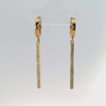 0.24CT Diamond Bar 14k Rose Gold Earring