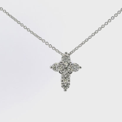 0.27 CT Diamond Cross Pendant 14k White Gold