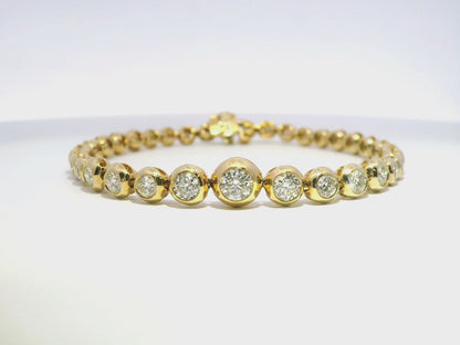 4.25CT Diamond Bezel Bracelet 14k Yellow Gold