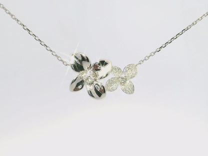 0.21CT Diamond Flower Pendant 14k White Gold