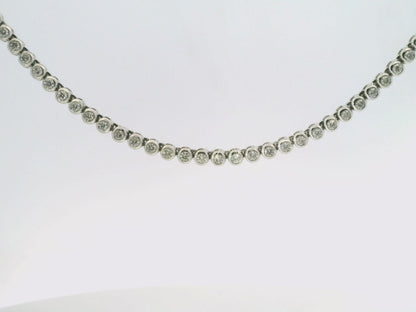 3.46CT Round Cut Dimaond Bezel Tennis Necklace 14K White Gold