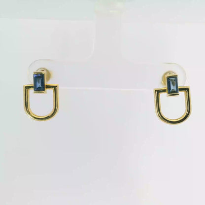 0.62CT Blue Sapphire 14k Yellow gold Earring