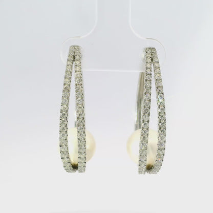 1.28CT Diamond and Pearl 14k White Gold Earring