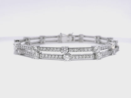 5.44CT Diamond 2 Row Bracelet 14k White Gold