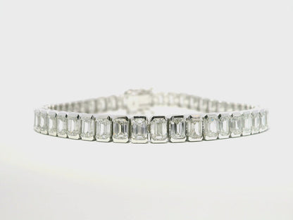 12.95CT Emerald Cut Lab Diamond Bracelet 14k White Gold